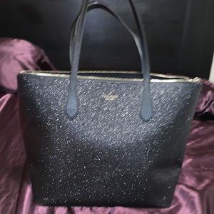 Sparkly Black Kate Spade Large Zip Top Tote